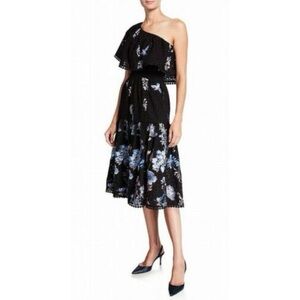Dress the Population Black Eyelet Floral, Hummingbird Embroidered Midi Dress XS
